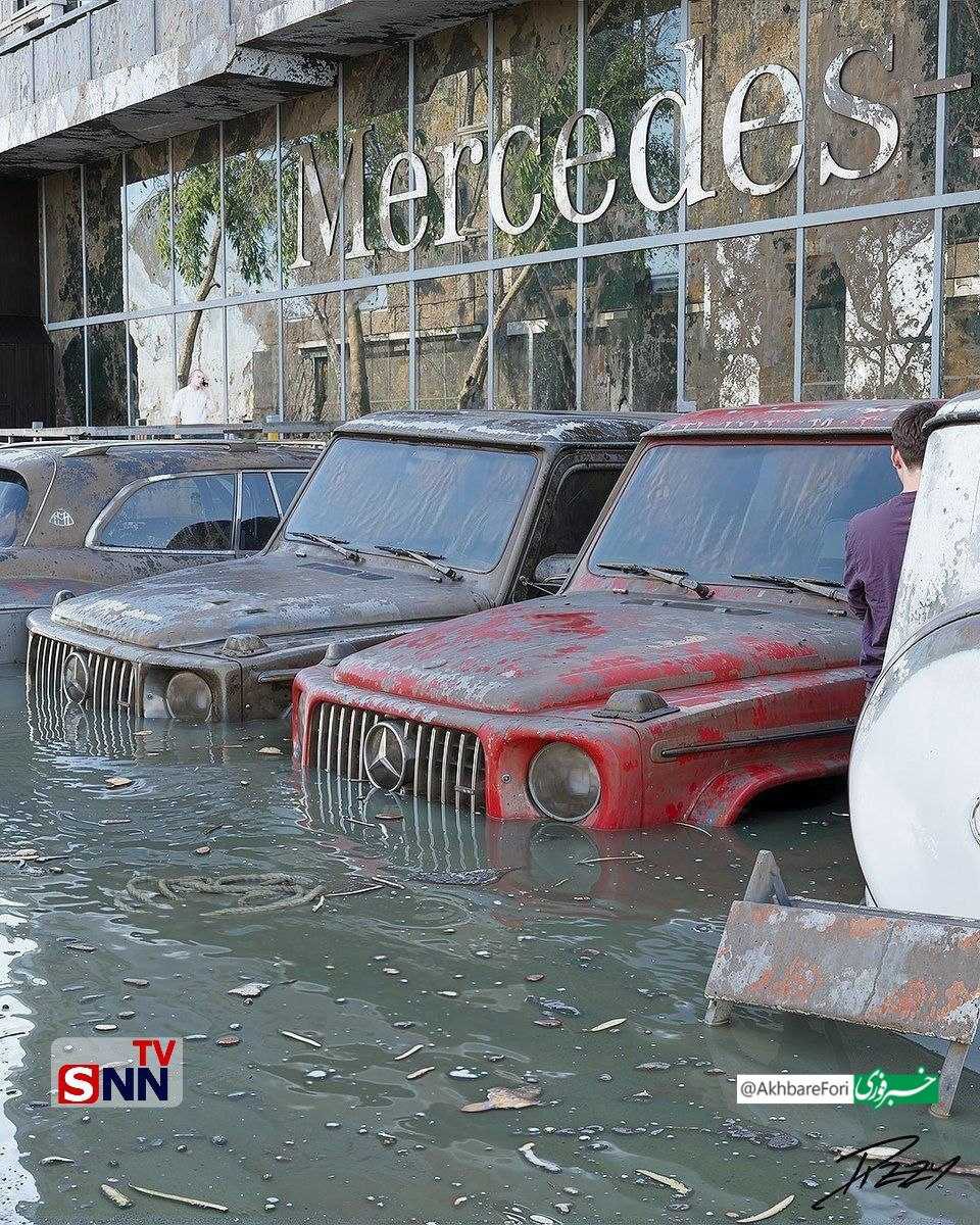 وضعیت عجیب خودروهای لاکچری بعد از سیل دبی