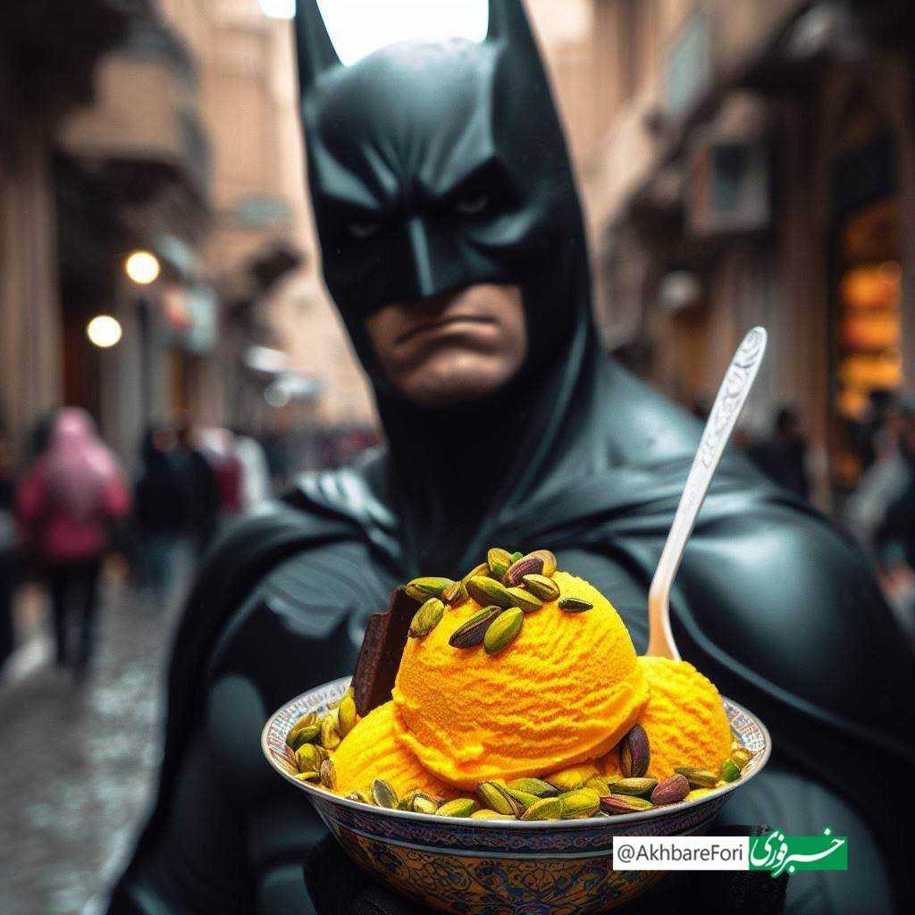 ابرقهرمان‌ها درحال خوردن بستنی سنتی ایرانی