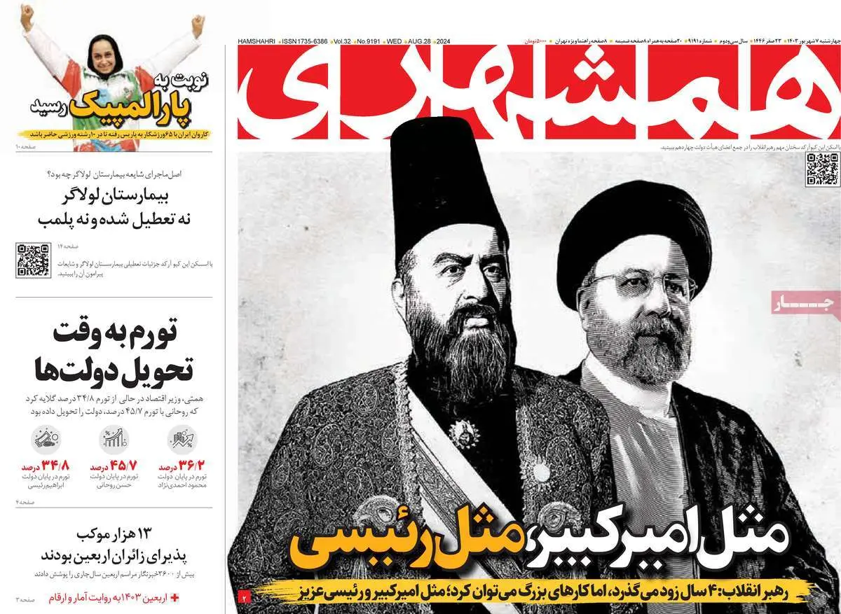 عناوین روزنامههای امروز