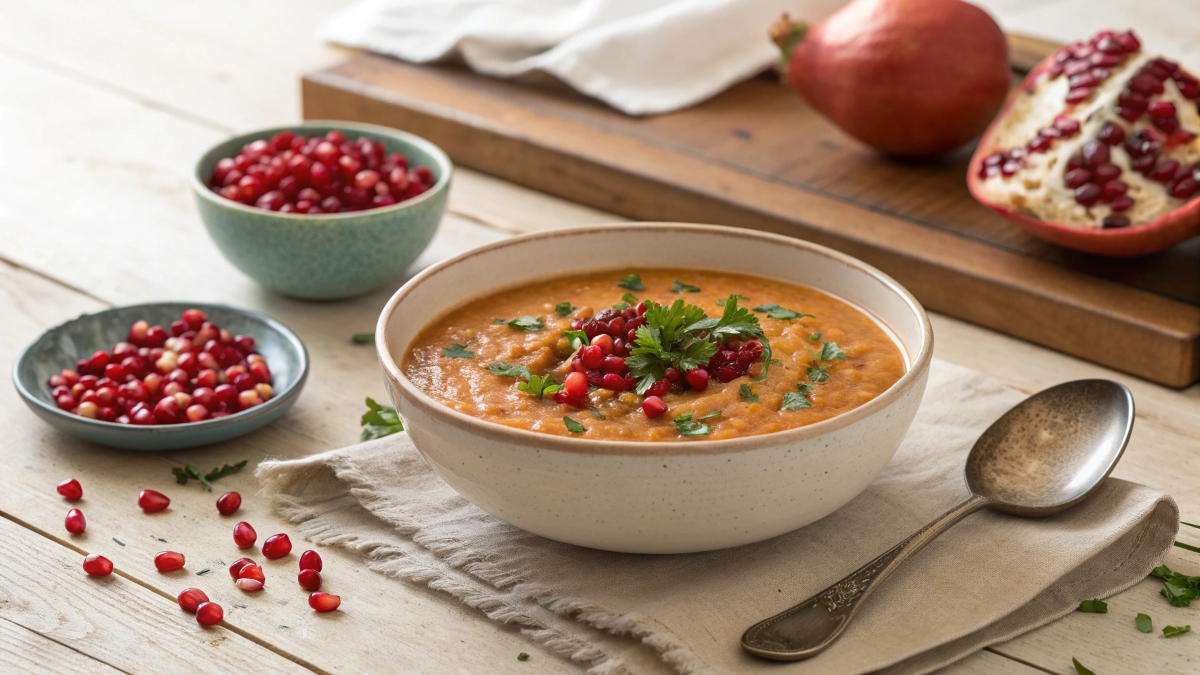 a-rustic-table-setting-with-a-bowl-of-lentil-soup-