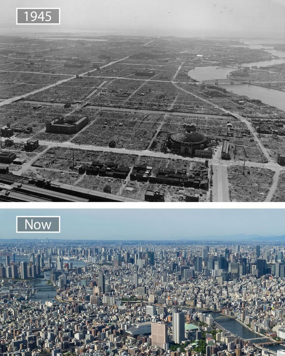 تفاوت‌های یک منظره‌ی توکیو از 1945 تا کنون! 