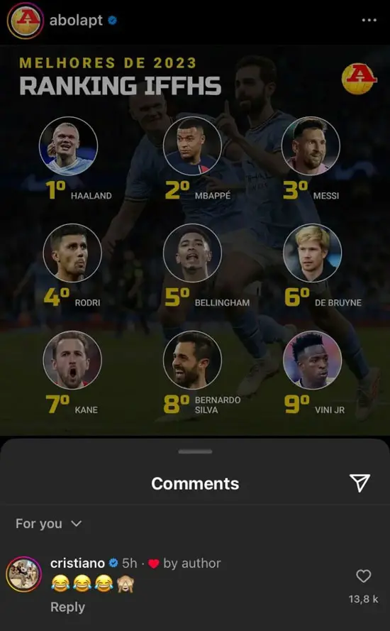 خندهی تمسخر رونالدو به مسی و هالند