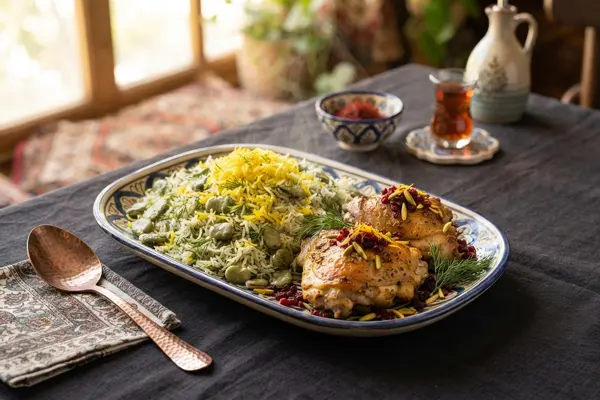 recepi-making-baghali-polo-chicken
