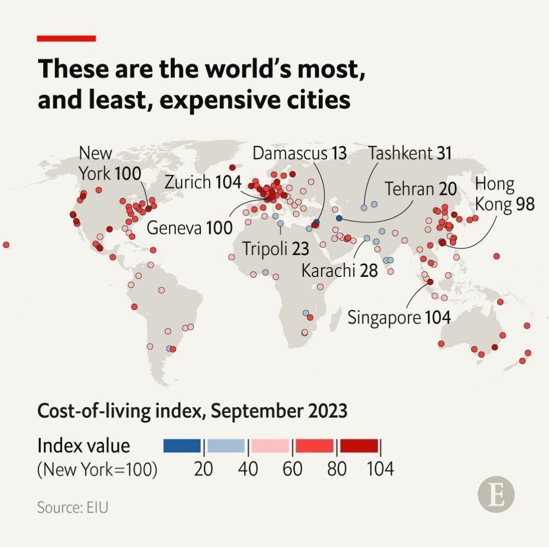 رتبه تهران در میان گران‌ترین شهرهای دنیا