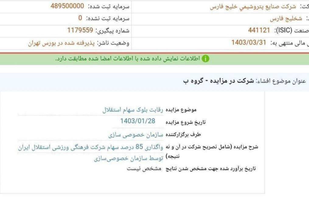 اطلاعیه رسمی برای خریدار ثروتمند استقلال