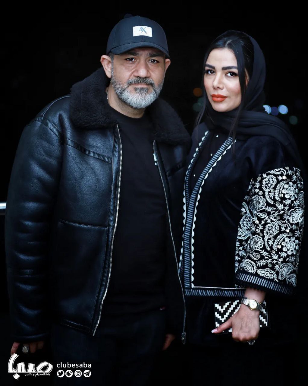 عکس دو نفره مهران غفوریان و همسرش با تیپ مشکی