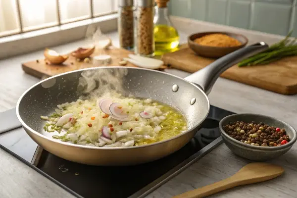 shallow-frying-pan-on-gas-stovetop-finely-chopped