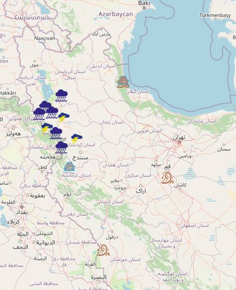 این مناطق منتظر باران شدید و برف باشند