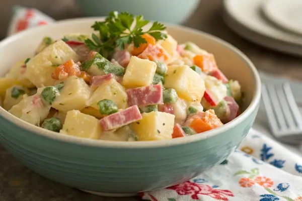 combining-all-diced-vegetables-and-ham-with-potato
