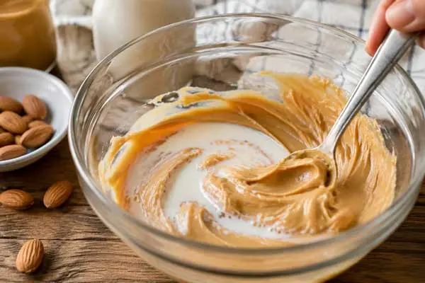 mixing-almond-milk-peanut-butter