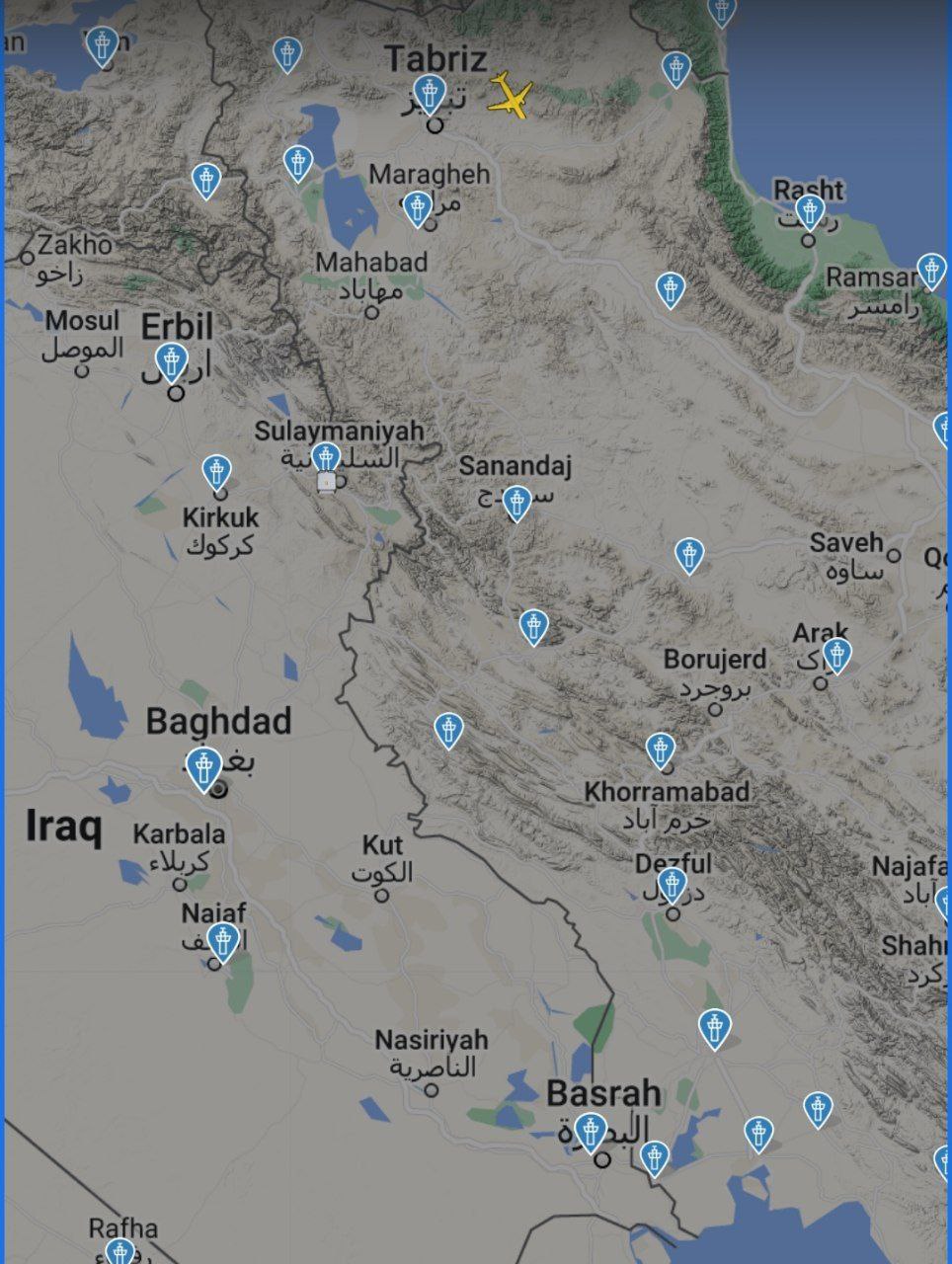 وضعیت فعلی آسمان غرب و جنوب غربی ایران 