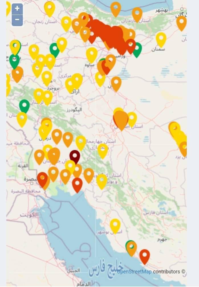 وضعیت قرمز آلودگی هوا در بیش از ۱۰ شهر