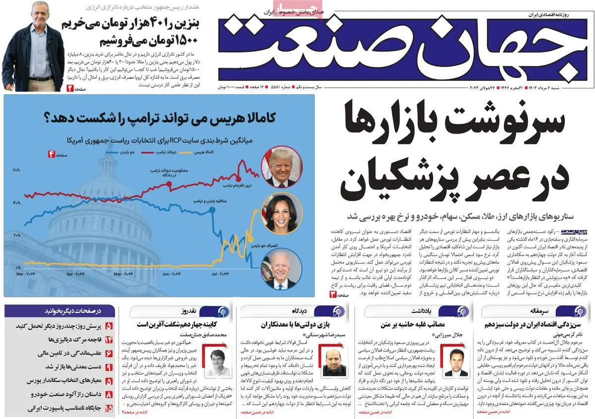 عناوین روزنامههای امروز