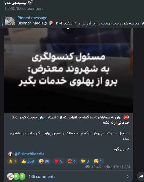 ویدیوی بیسیمچی‌مدیا از کنسولگری ایران جلب توجه کرد