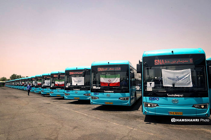تصاویر رونمایی از ۱۰۰ اتوبوس جدید در پایتخت