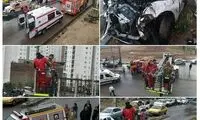 تصاویری از سقوط هولناک پژو ۲۰۶ در تهران