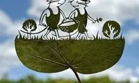 تصاویری زیبا و حیرت‌آور از هنرنمایی روی برگ درختان