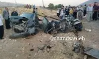 منهدم شدن پراید در پی حادثه رانندگی شدید