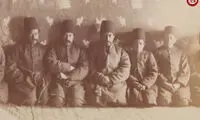 درباریان ناصرالدین شاه در فصل زمستان در کنار شومینه