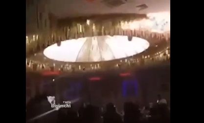 لحظه شروع آتش سوزی از سقف سالن عروسی در عراق