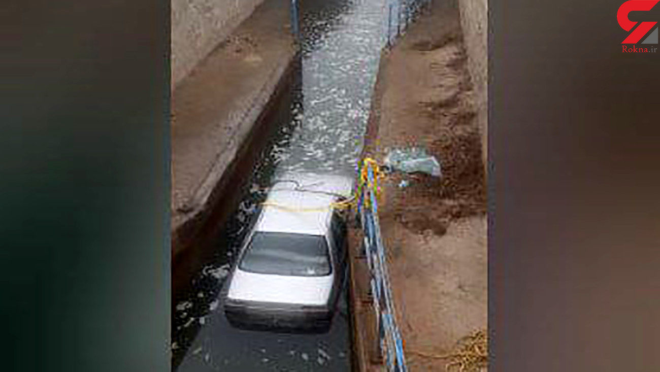 شیرجه عجیب یک خودروی سواری در کانال آب  