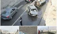 سقوط یک پژو از روی پل در اتوبان تهران - کرج