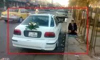نماز خواندن تازه داماد در پیاده‌ رو +عکس