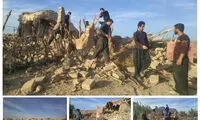 خسارت‌های زلزله در روستای «ثلاث باباجانی»