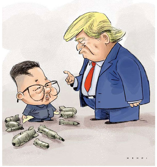 کاریکاتور: تمام مذاکره ترامپ و اون در یک قاب!