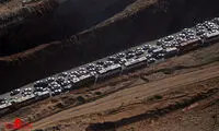 تصاویر هوایی از ازدحام در مرز مهران