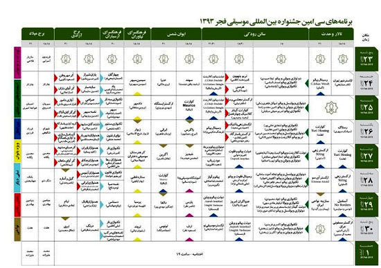 برنامه اجراهای جشنواره موسیقی فجر