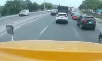 اتوبوس ترمز بریده خودروها را شخم زد!