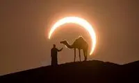شکار لحظه‌ای زیبا از خورشید گرفتگی در امارات