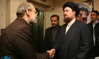 عکس حضور لاریجانی در منزل صادق طباطبايی