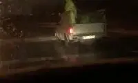 جابجایی عجیب کارکنان شهرداری زیر بارش برف
