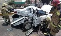 مچاله شدن وحشتناک سمند در تصادف با کامیون