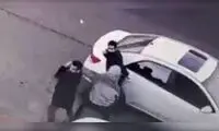 صحنه دلخراش پرت کردن یک زن از پراید به خیابان