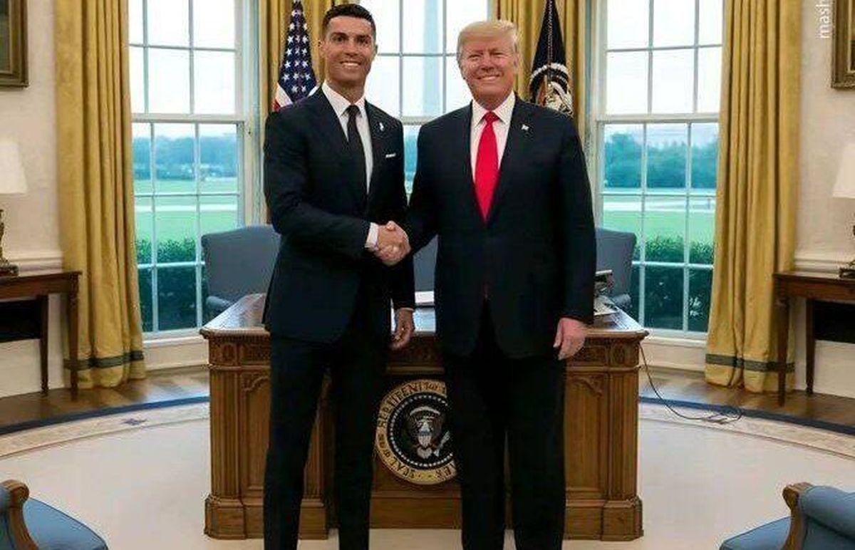 کلیپ کاخ سفید از قهقهه رونالدو در کنار ترامپ