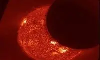 فیلم حیرت‌انگیز لحظه عبور ماه از مقابل خورشید