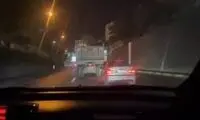 حرکات جنون‌آمیز راننده BMW و کامیون در تهران