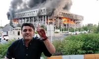 رجزخوانی خبرنگار صداوسیما از کنار ساختمان شیشه‌ای