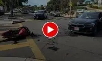 برخورد وحشتناک موتور و خودرو از زاویه دوربین موتور
