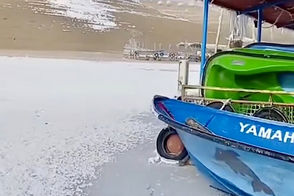 دریاچه این سد کشور یخ بست!