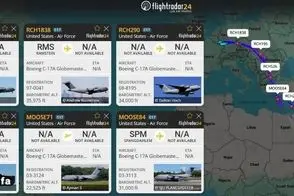 7 هواپیمای ترابریِ نظامی آمریکا در راه خاورمیانه