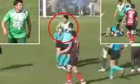 حمله و مشت بازیکن مرد به سر داور زن