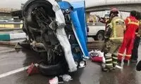 واژگونی مرگبار نیسان در بزرگراه باکری