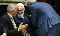 عکسی از گفتگوی جدی خاتمی و ناطق نوری در یک مراسم