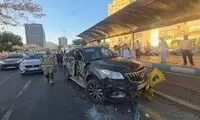 تصاویر تصادف زنجیره‌ای ۱۲ خودرو در تهران