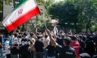 تجمع اعتراضی ورزشکاران ایرانی مقابل دفتر سازمان ملل