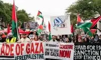تصویر جالب زن بی‌حجاب هوادار فلسطین در آمریکا